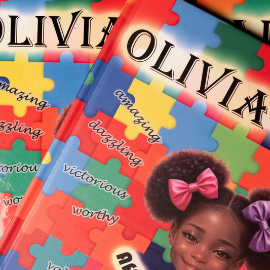 Cover of Olivia's Hair Affirmation Book celebrating neurodiversity and autism with faith-filled affirmations