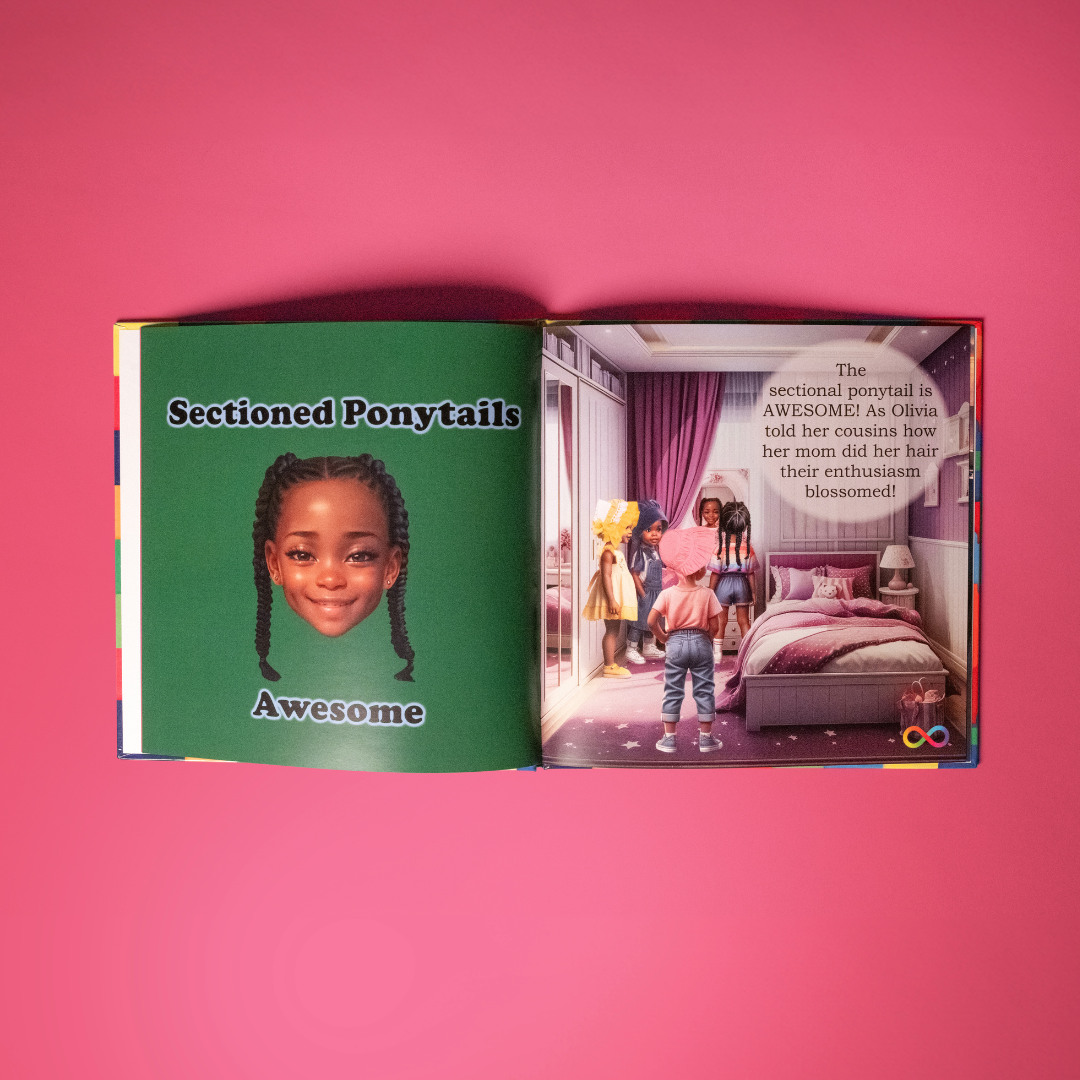 Cover of Olivia's Hair Affirmation Book celebrating neurodiversity and autism with faith-filled positive messages for girls