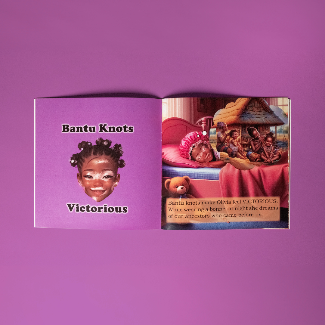 Olivia's Hair Affirmation Book cover showing God Made Me Beautiful Vitiligo Edition promoting self-love and uniqueness for girls with vitiligo
