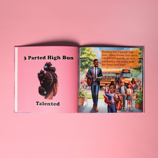 Cover of Olivia Hair Affirmation Book featuring empowering message for natural hair and self-confidence