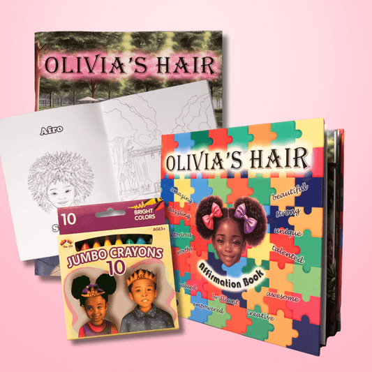 Olivia's Fearfully & Wonderfully Made Ultimate Bundle with coloring book, crayons, and affirmation book promoting faith and confidence