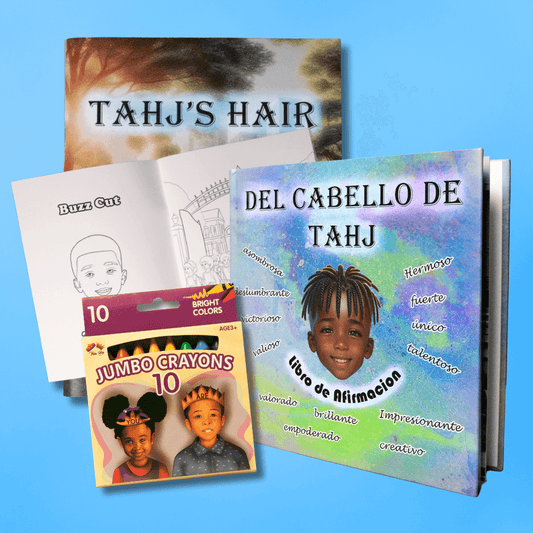 Tahj's Ultimate Special Bundle with crayons, coloring book, and affirmation book for boys' empowerment