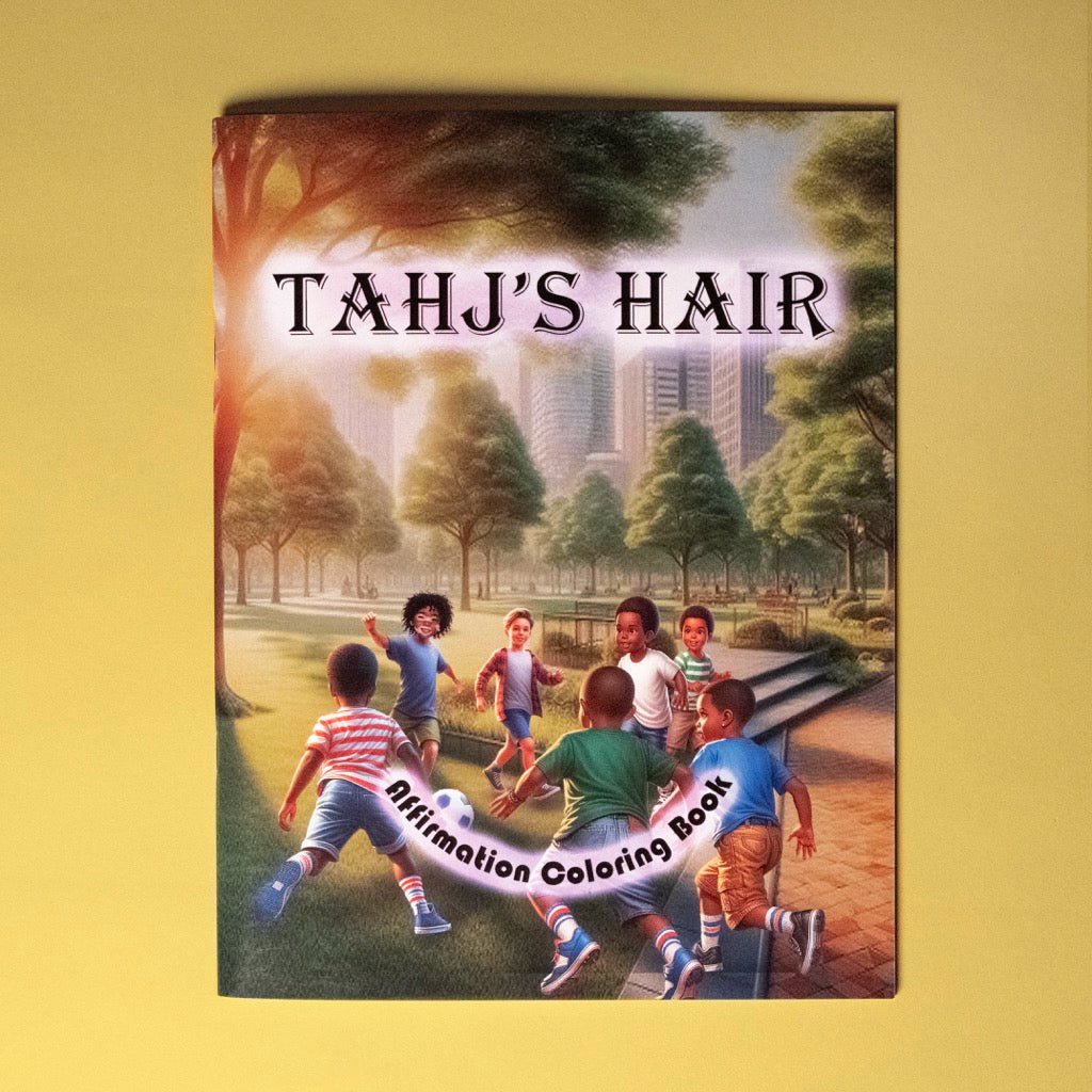 Cover of Tahj’s vitiligo coloring book featuring empowering illustrations for boys with vitiligo