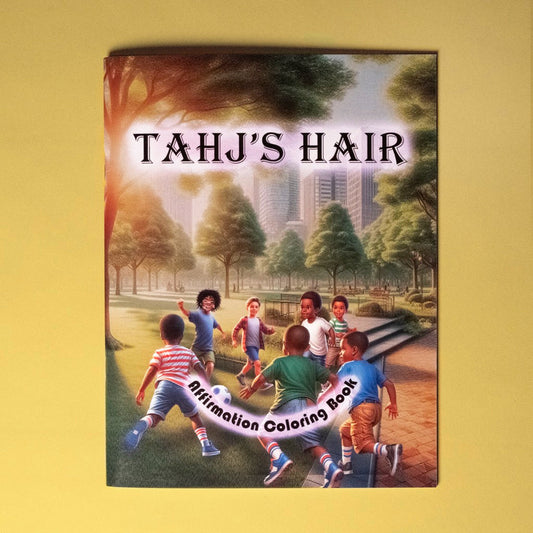 Cover of Tahj’s vitiligo coloring book featuring empowering illustrations for boys with vitiligo