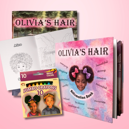 Olivia's Ultimate Special Bundle- 1 Box of Crayons + 1 Coloring Book + 1 Affirmation Book