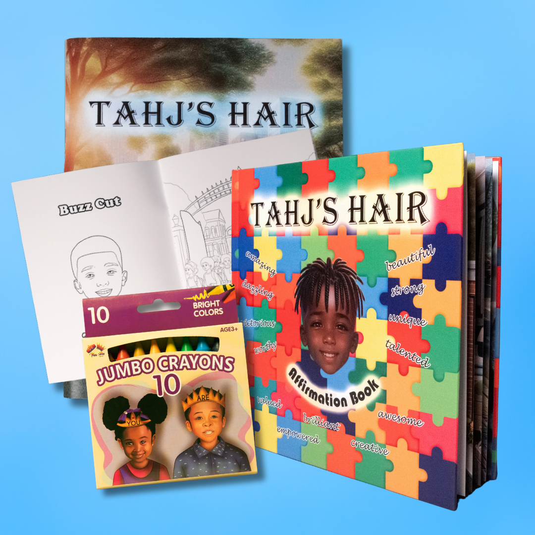 Tahj's Ultimate Special Bundle- 1 Box of Crayons + 1 Coloring Book + 1 Affirmation Book