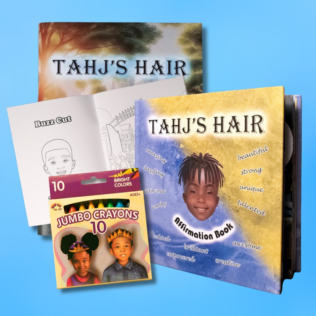 Tahj's Ultimate Special Bundle- 1 Box of Crayons + 1 Coloring Book + 1 Affirmation Book