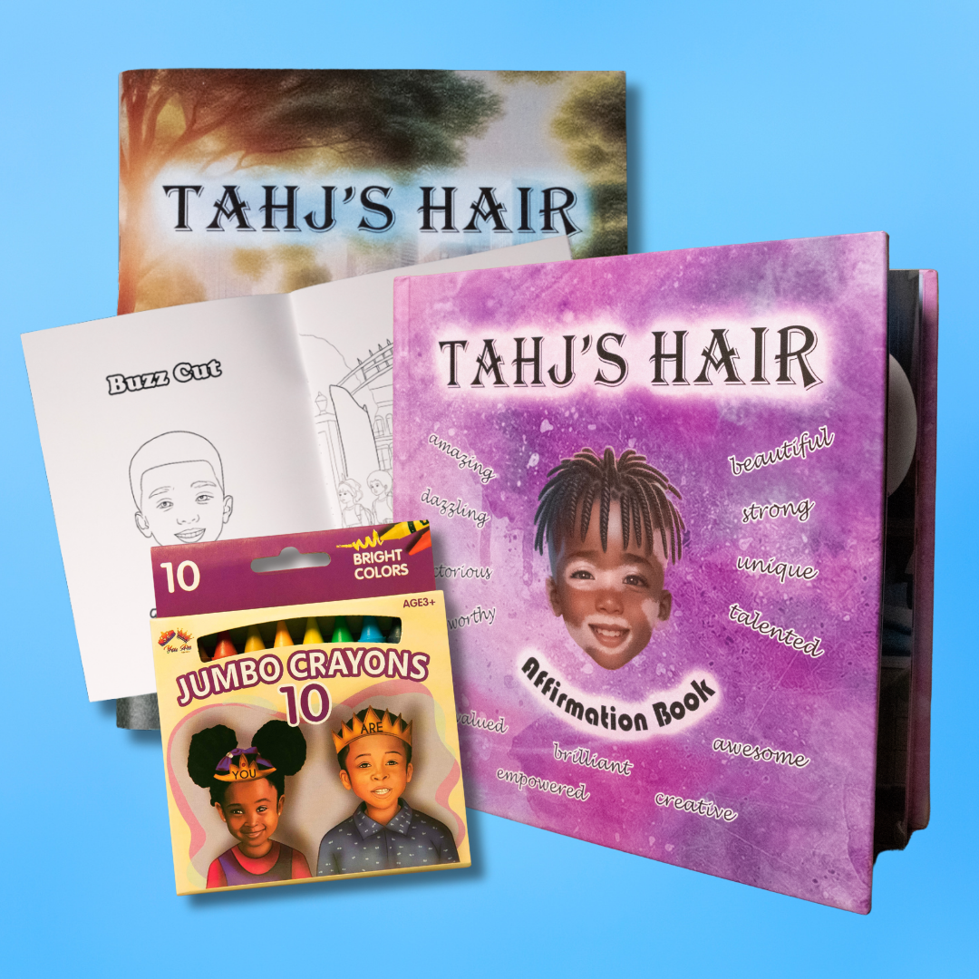 Tahj's Ultimate Special Bundle- 1 Box of Crayons + 1 Coloring Book + 1 Affirmation Book
